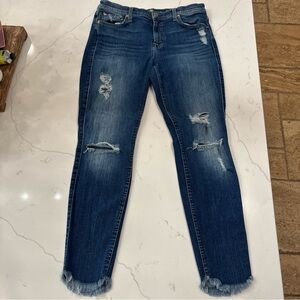 7 Seven For All Mankind Womens The Ankle Skinny 29 Blue Fray Hem Distressed